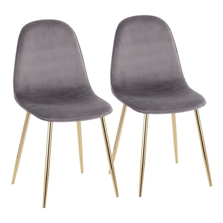 LUMISOURCE Pebble Chair in Gold Steel and Grey Velvet, PK 2 CH-PEBBLE AUVGY2